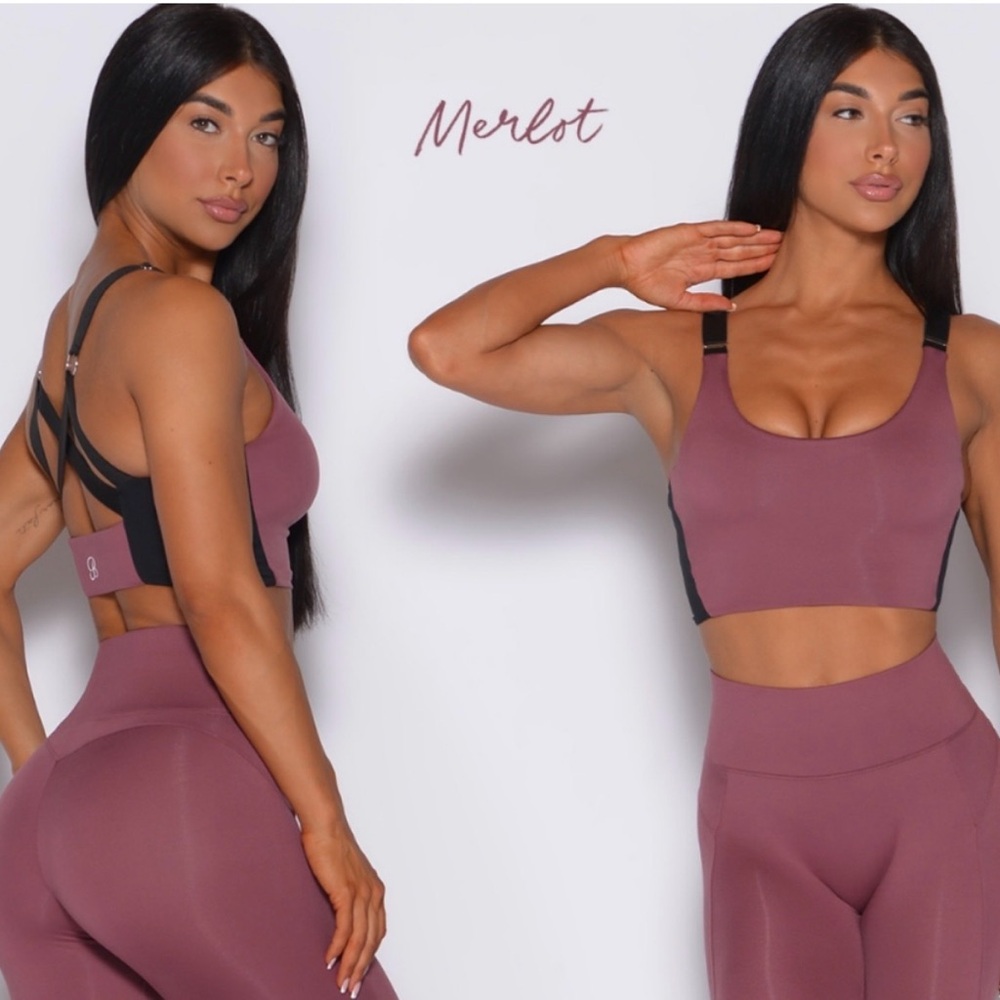 Bombshell Sportswear Merlot Banded Sports Bra Size Small